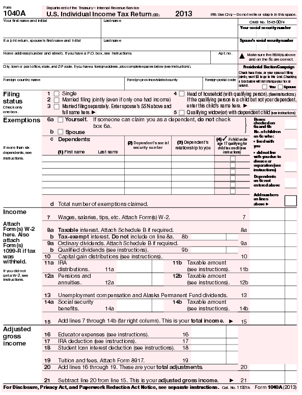 print 1040 form tax